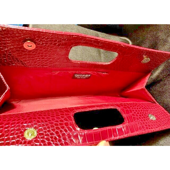 Woman's Clutch Purse Giannini Leather Bag Burgundy - Picture 3 of 5